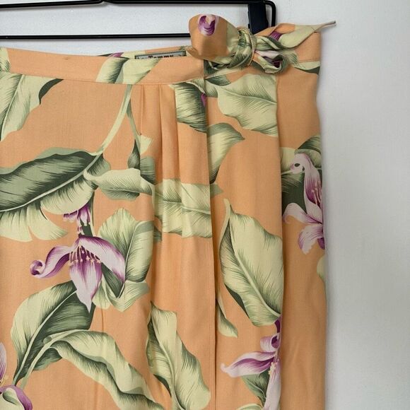 Tommy Bahama Women’s Vintage Fuzzy Peach Silk Tropical Floral Print Wrap Skirt B - Picture 10 of 14